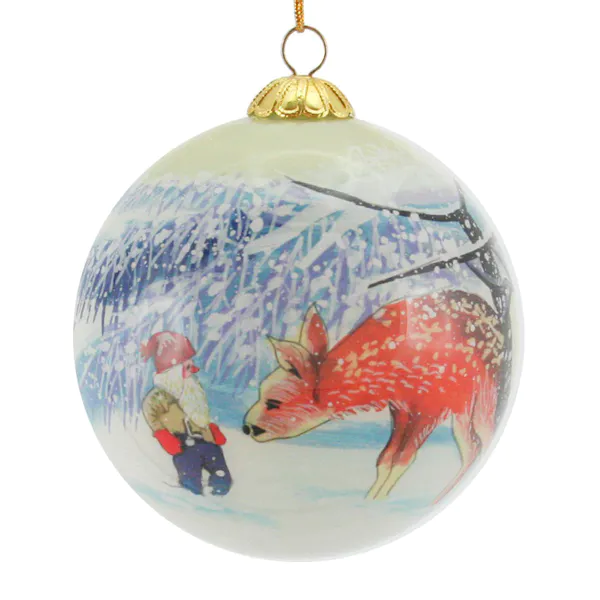 Main Image Glass bauble, Santa with deer