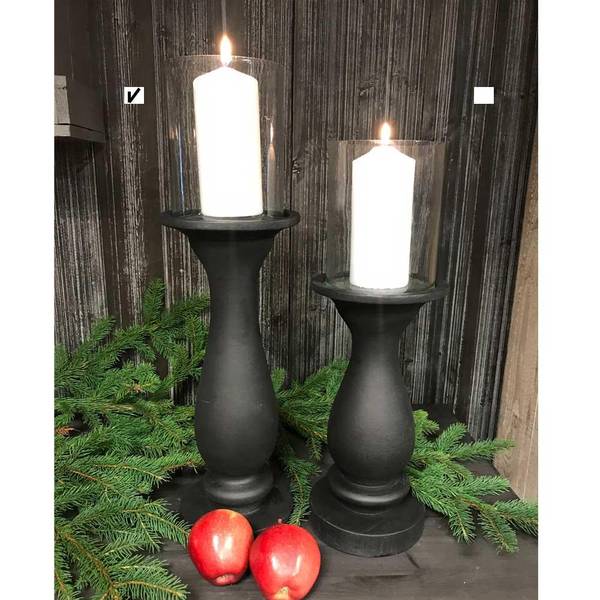 Bilde av Trelysestake, sort, høy, med glass, F-design