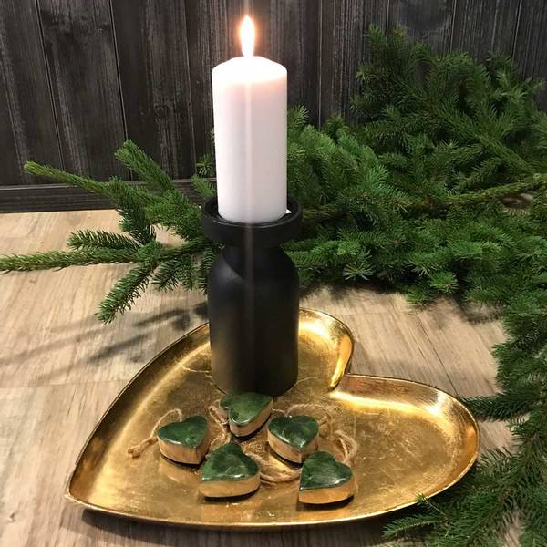 Bilde av Hjertefat av metall, gull F-design