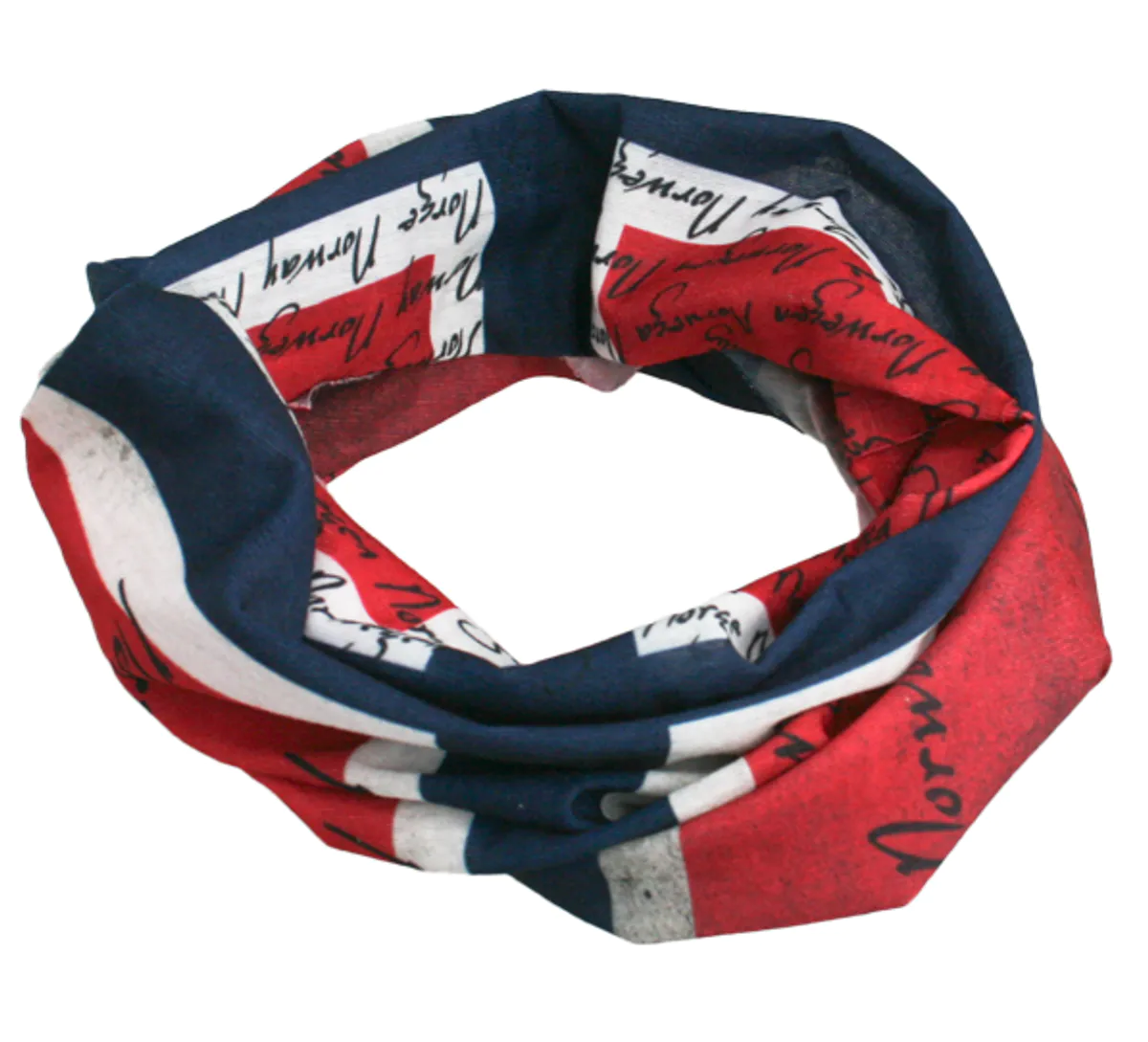 Neck gaiter with norwegian flag, red/white/blue