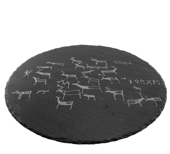 Main Image Slate rotating serving plate with petroglyphs
