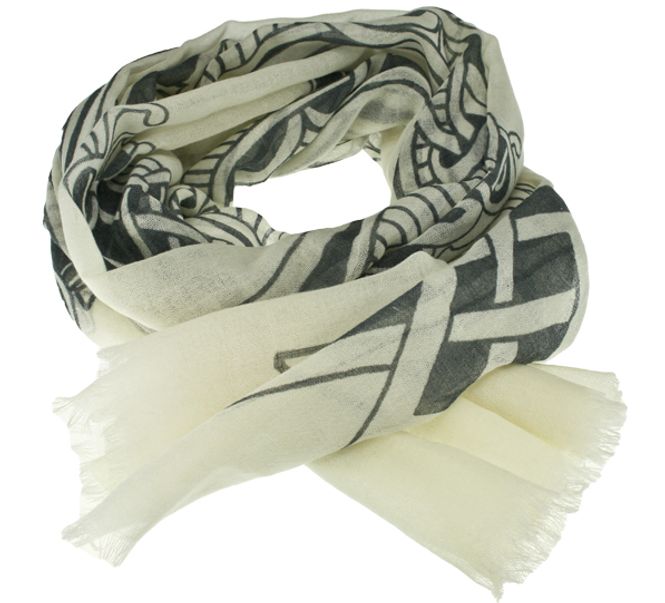 Hovedbilde Ullskjerf m. vikingmønster beige
