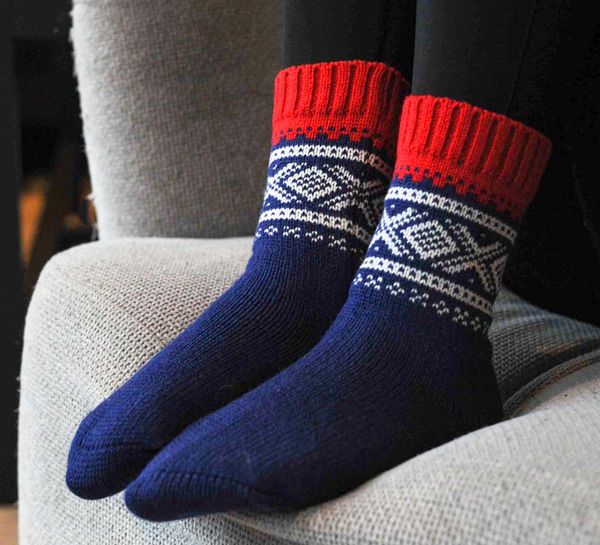 Main Image Woollen socks, MARIUS® pattern, blue/white/red
