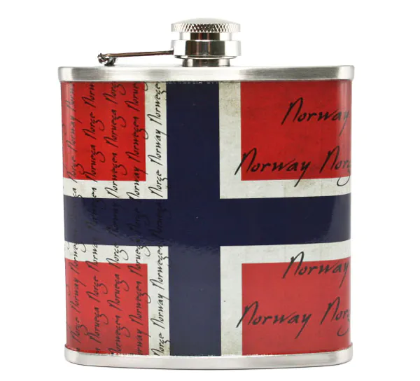 Main Image Hip flask with flag design and lettering, 6oz