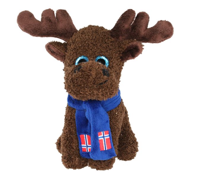 Main Image Moose with blue scarf and flag, blue eyes