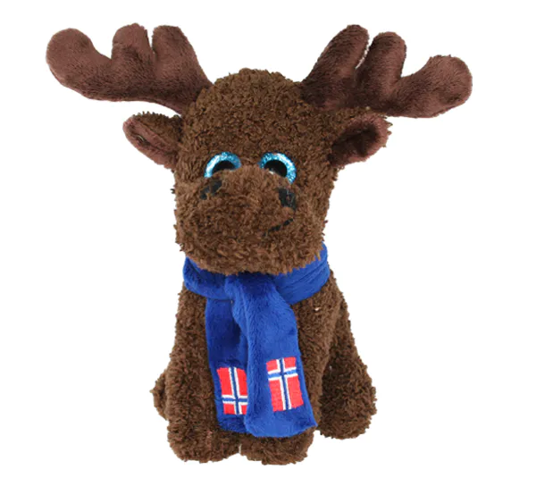 Main Image Moose with blue scarf and flag, blue eyes