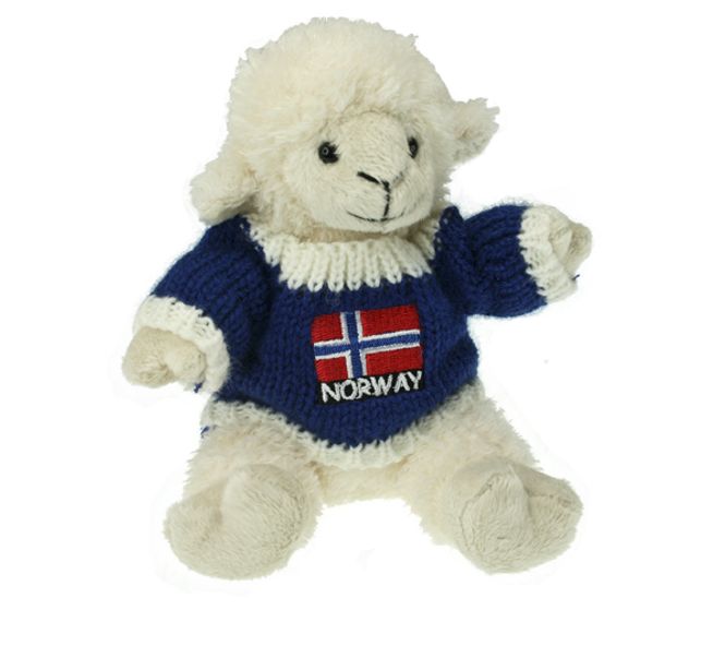 Main Image Sau, med genser og brodert flagg, blå