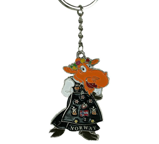 Main Image Keychain, cow wearing national costume, black