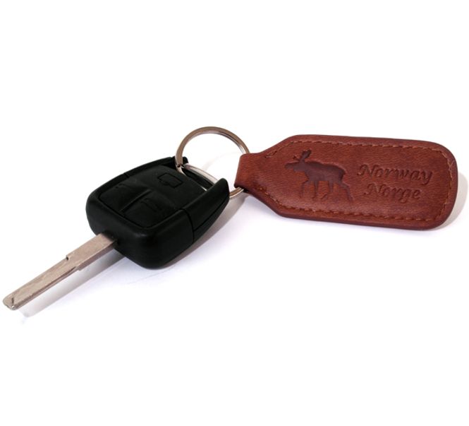Main Image Keychain of leather, moose, Norway