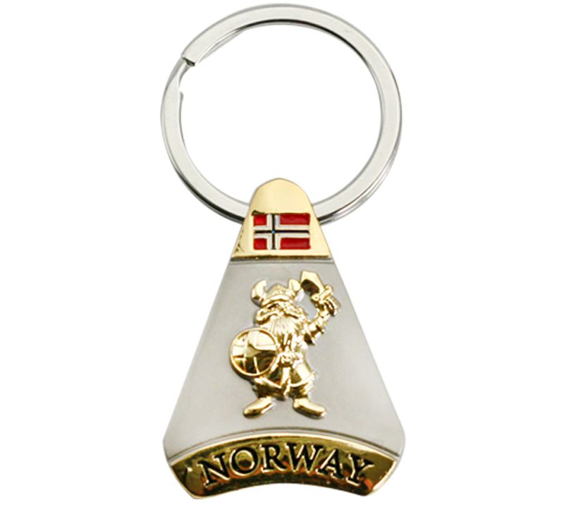 Nøkkelring, trekant, gull/ sølv, Viking