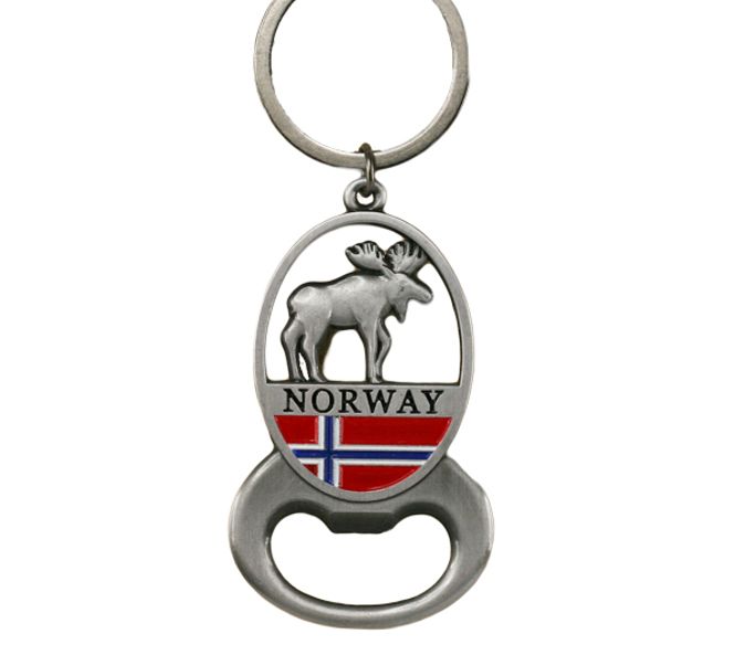 Main Image Metal keychain with silver moose