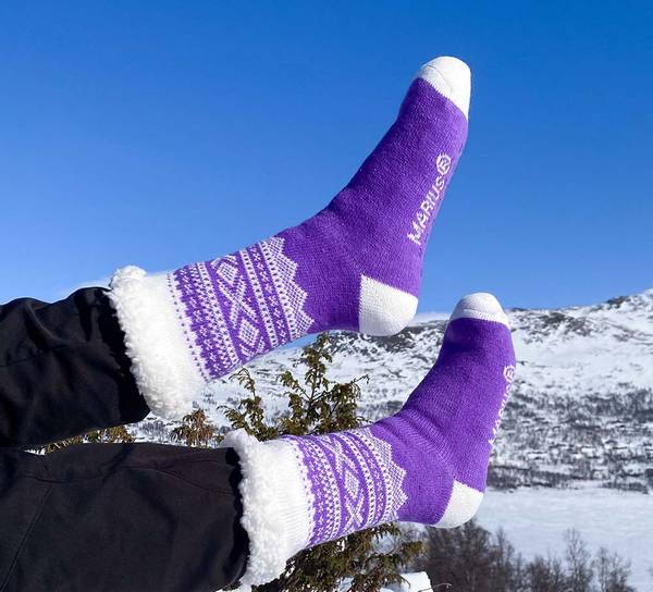 Main Image Snuggle socks, MARIUS® pattern, purple/white