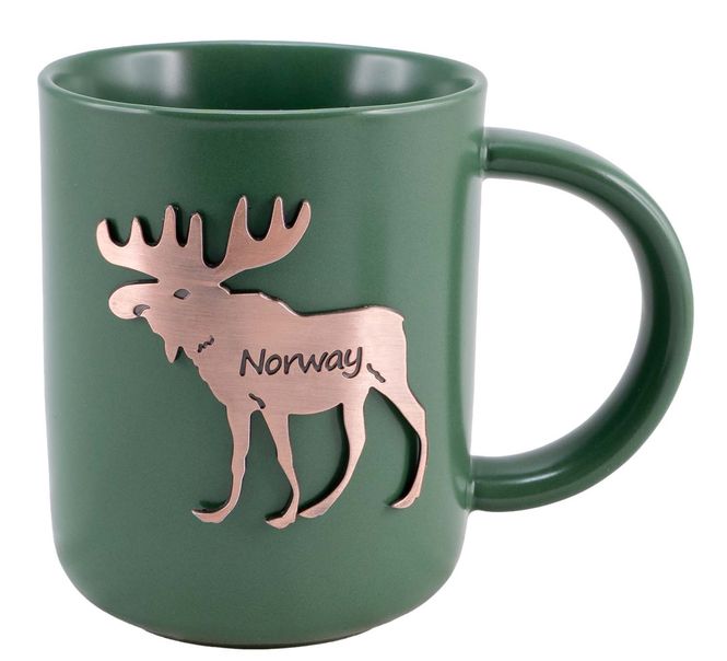 Main Image Mug with metal moose, green