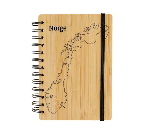 Main Image Notebook made of bamboo with a map of Norway