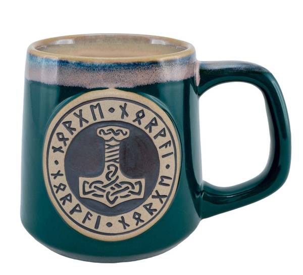 Hovedbilde Keramikkrus med Thors hammer, petrol
