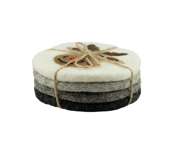 Main Image Glass coaster, moose S/4 ass Felted wool
