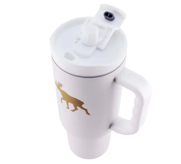 Main Image Tumbler with moose, white