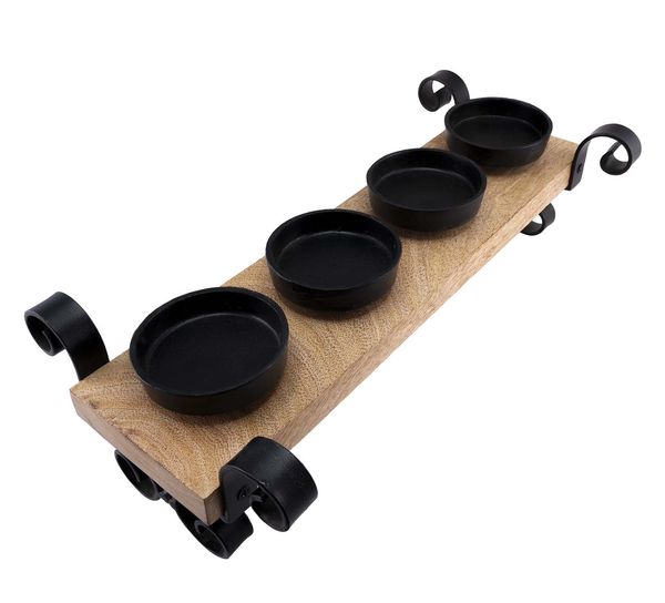 Hovedbilde Antikk lysestake av tre, F-design