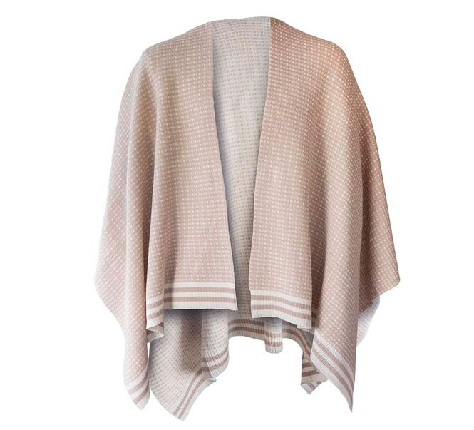 Hovedbilde Ullponcho, Islender, sand/hvit