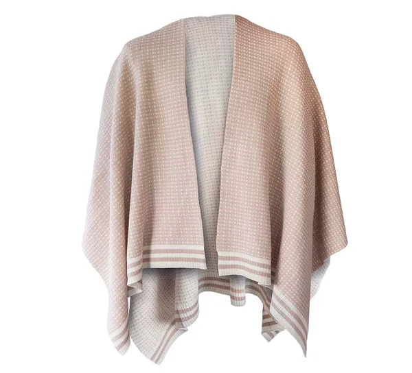 Hovedbilde Ullponcho, Islender, sand/hvit