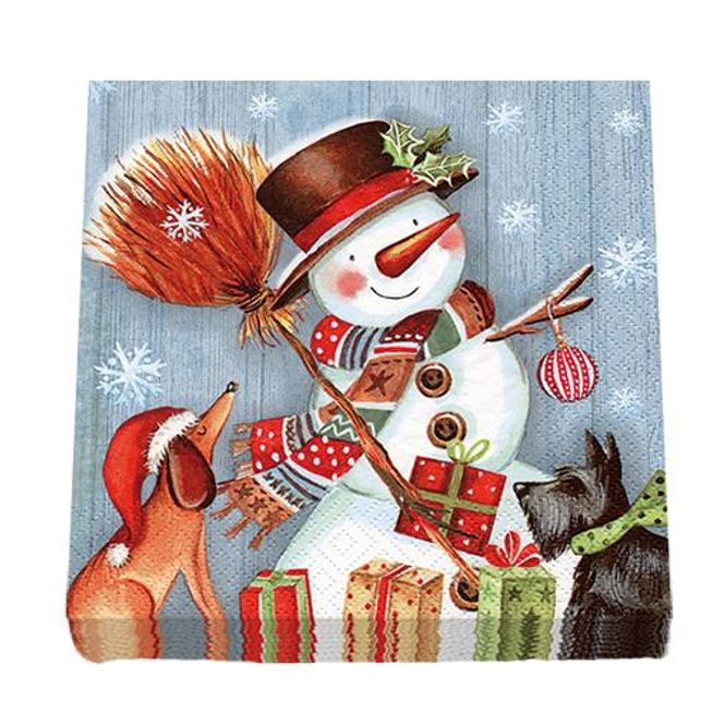 Main Image Napkins, Snowman with broom