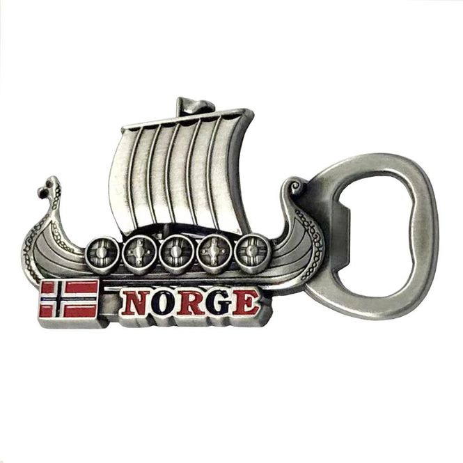 Main Image Magnet, Viking ship, flag, Norway, bottle opener