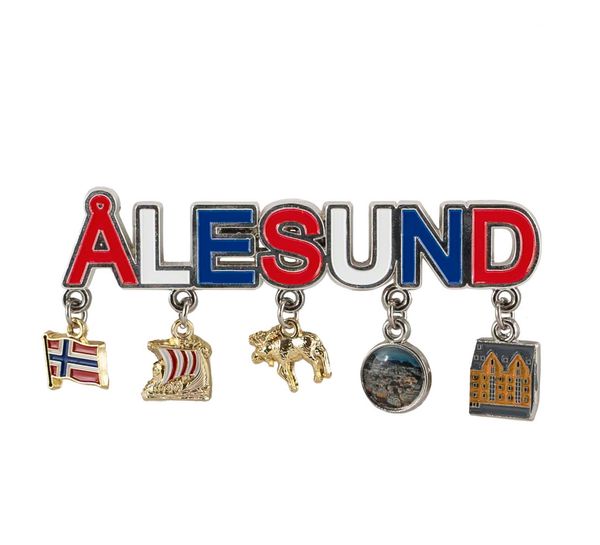 Main Image Metal magnet, 'Ålesund' with pendants