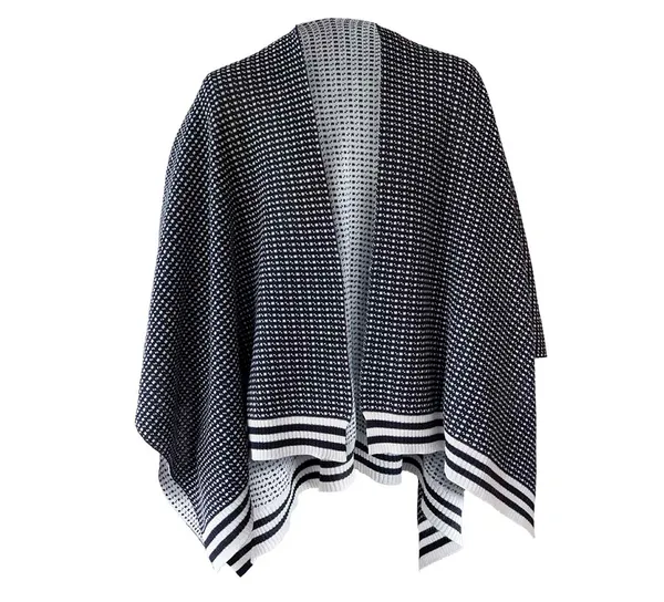 Hovedbilde Ullponcho, Islender, sort/hvit