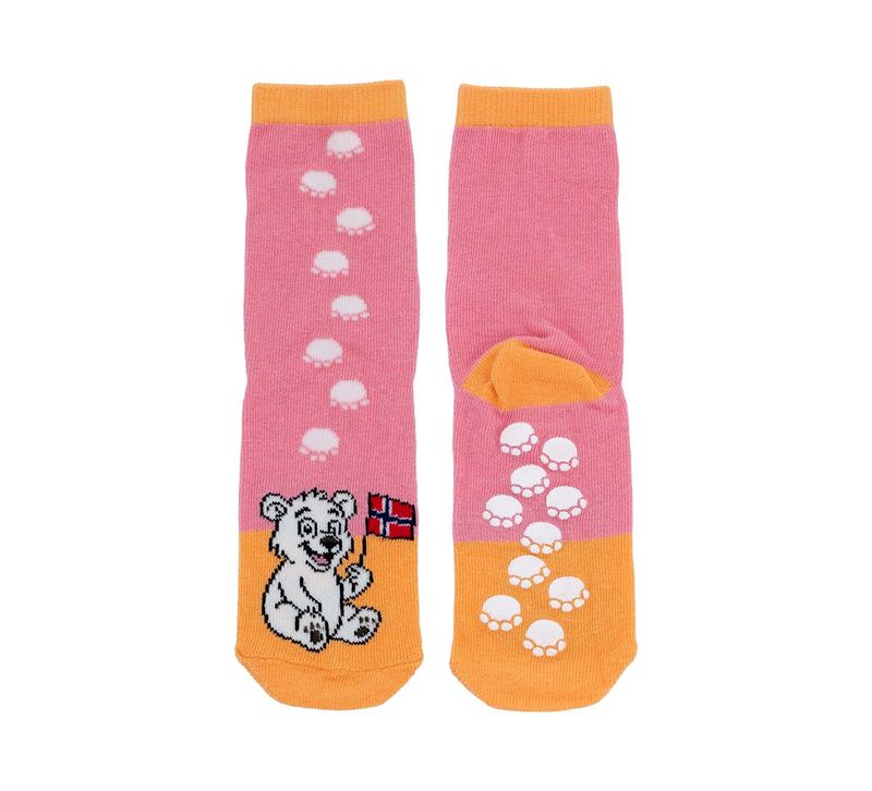 Children's socks with polar bear, pink