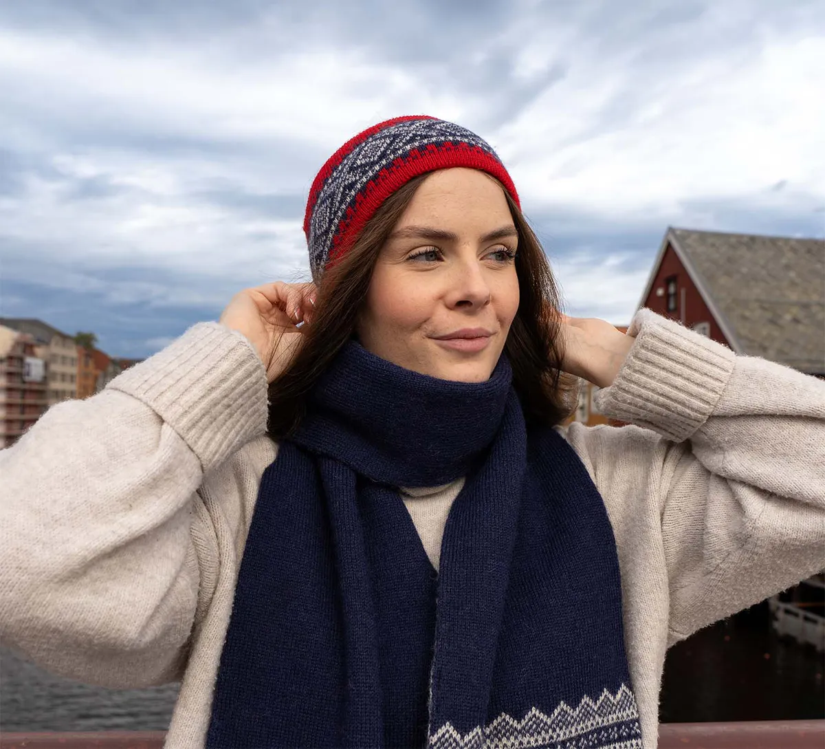 Woollen headband, MARIUS® pattern, blue