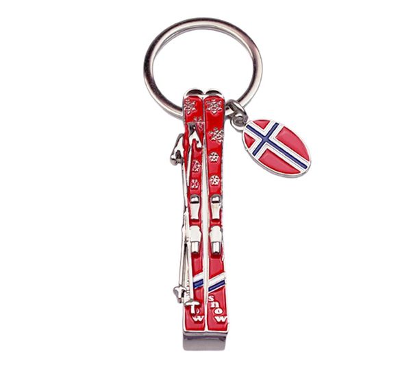 Hovedbilde Nøkkelring, flaskeåpner og ski, Norsk flagg
