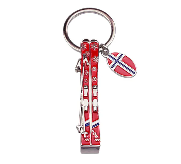 Hovedbilde Nøkkelring, flaskeåpner og ski, Norsk flagg