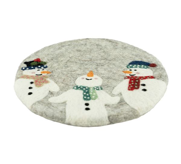 Main Image Potholder, snowman Felted wool