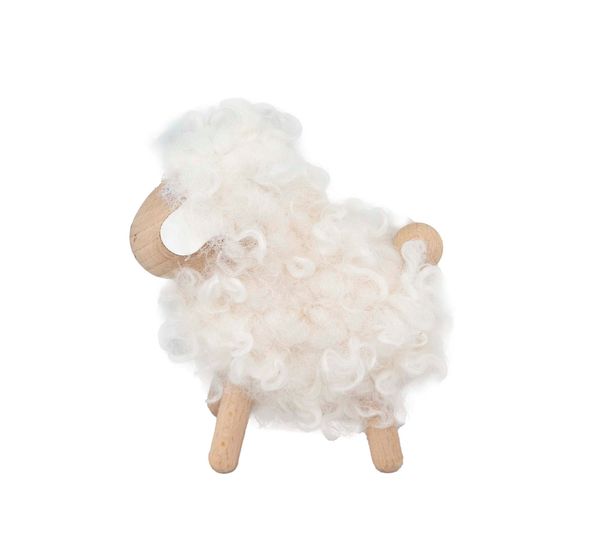 Main Image Sheep made of wood, fluffy, small