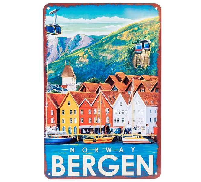Main Image Metal plate, Bergen, retro