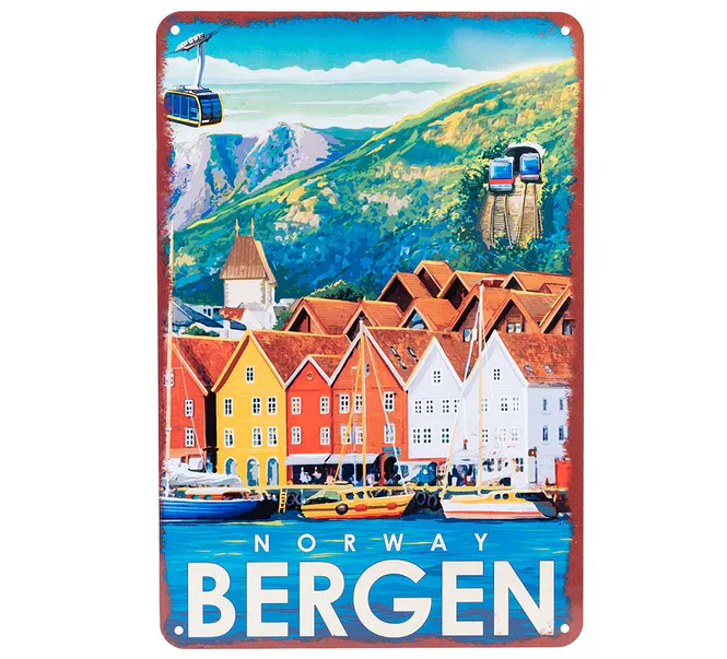 Main Image Metal plate, Bergen, retro